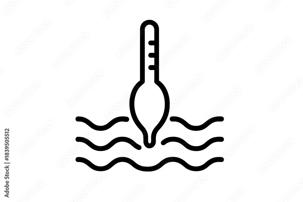 Fototapeta premium Hydrometer Wave Dance. Line style icon of a hydrometer creating wave patterns in liquid, representing proofing hydrometer dance,