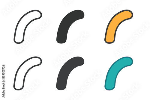 Minimal Handle Designs. Curved handle designed for natural hand alignment and grip, clean minimal vector icon, first in line style