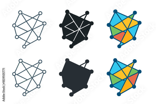 Quantum State Patterns. Fragmented quantum state pattern with overlapping lines and nodes, simple minimalist vector illustration,