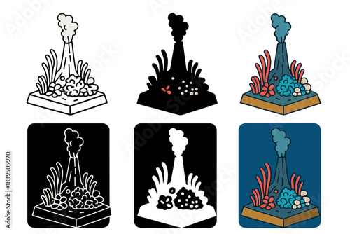 Deep-Sea Vent Ecosystem. Cross-section of mineral layers showing oxidized iron deposits, simple geological texture rendered in