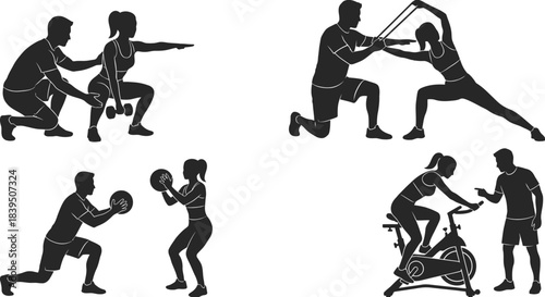 Personal fitness training service vector illustration.