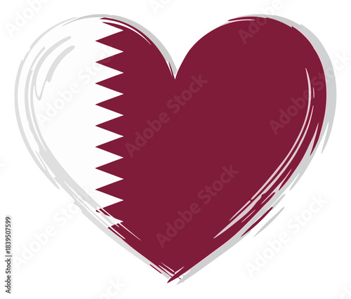 Heart with Qatar Flag Colors and Texture Symbol of Love and Patriotism for Qatar