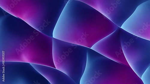 Abstract flowing waves of purple and blue light with glowing edges image photo