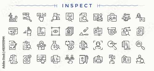 Inspection icon. Minimalist icons collection. Evaluation icon set. Contains related to document, inspector, approve, research, quality, analysis, verification and more.