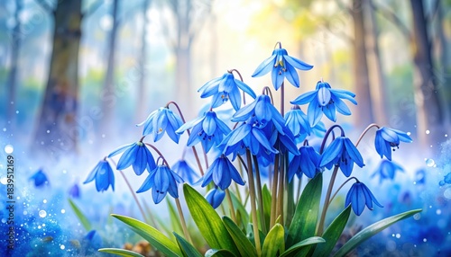Vibrant blue flowers bloom gracefully in forest lush forest setting displays striking blue blossoms