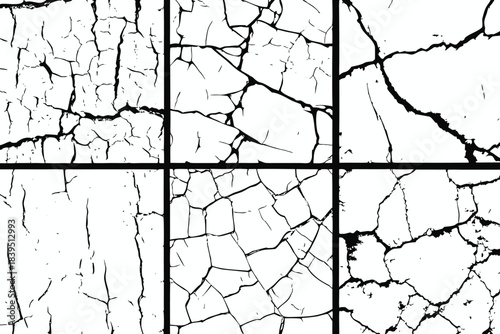 Abstract cracked surface texture with geometric grid pattern overlay