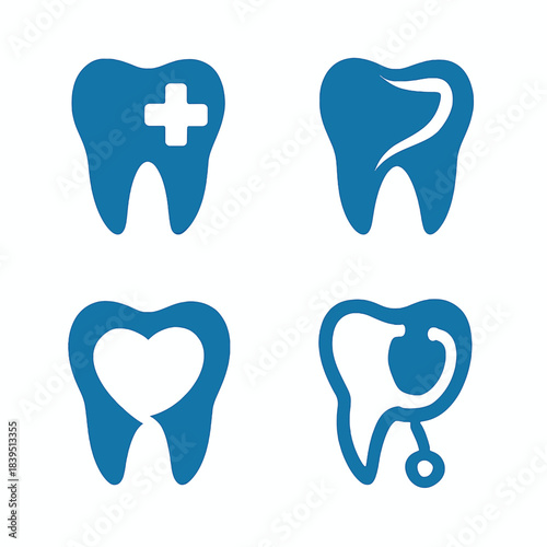 Modern dental healthcare vector icons showcasing tooth care, medical support, and oral health services, perfect for clinic branding and health awareness.