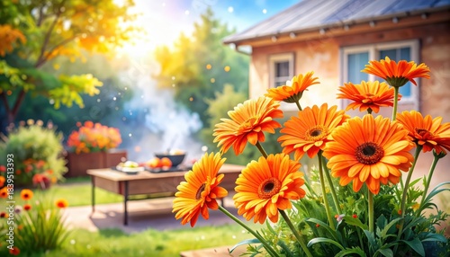 Orange flowers bloom vibrantly in garden lush orange blossoms create stunning garden display