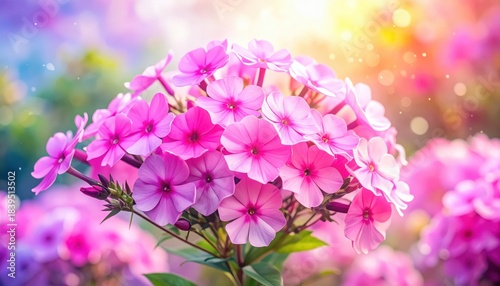 Pink flowers bloom vibrantly bathed in warm sunlight delicate pink blossoms thrive under bright natural light