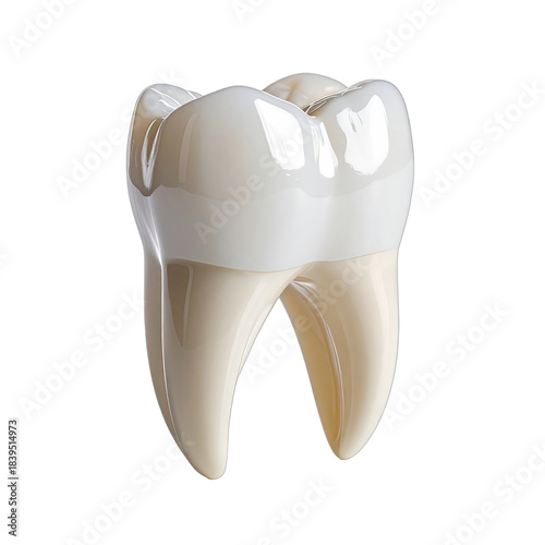 A close-up illustration of a dental crown restoration on a molar tooth against a black background.