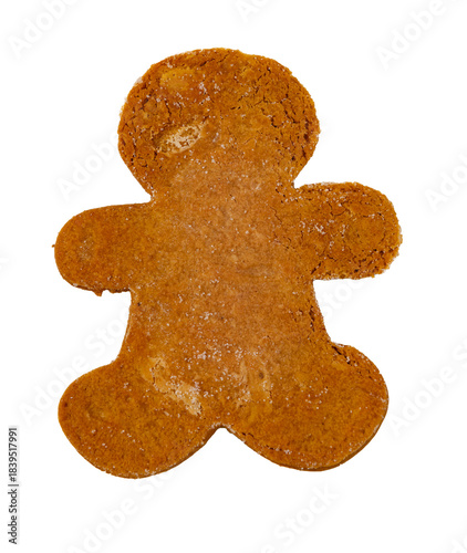 Festive isolated underside back of a gingerbread man cookie texture