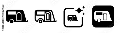 Caravan icon illustration with transparent background depicting outdoor living and travel adventure