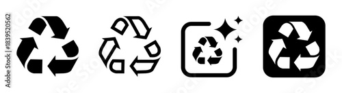 Black transparent recycle icon with rotating arrows symbolizing environmental protection in a clean modern vector PNG illustration