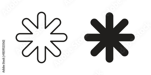 Asterisk icons illustration, line art, glyph style vectors