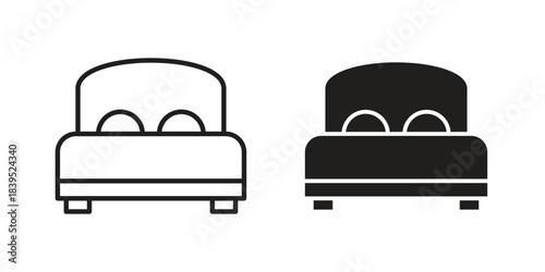 Bed icons illustration, line art, glyph style vectors