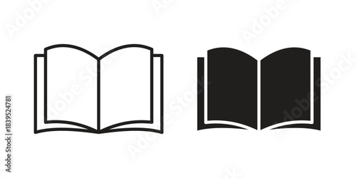 Book open icons illustration, line art, glyph style vectors