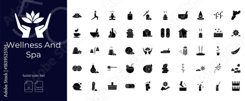 Wellness And Spa Solid Editable Icons set