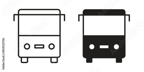 Bus icons illustration, line art, glyph style vectors