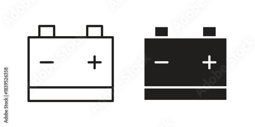 Car battery icons illustration, line art, glyph style vectors
