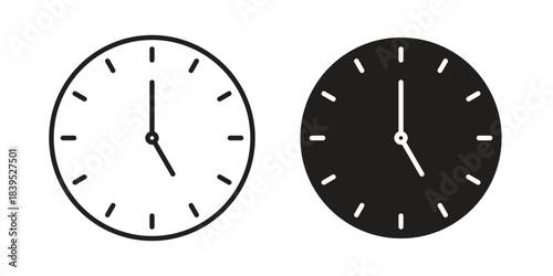 Clock-five icons illustration, line art, glyph style vectors