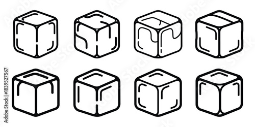 christmas ice cube outline icon set. Holiday Icons illustration.