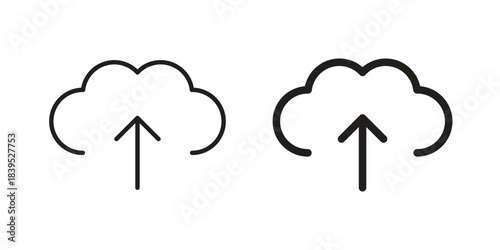 Cloud upload icons illustration, line art, glyph style vectors