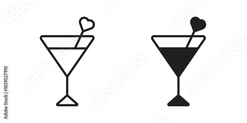 Cocktail icons illustration, line art, glyph style vectors