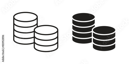 Coins icons illustration, line art, glyph style vectors