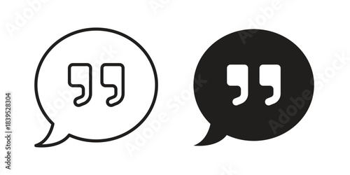 Comment quote icons illustration, line art, glyph style vectors