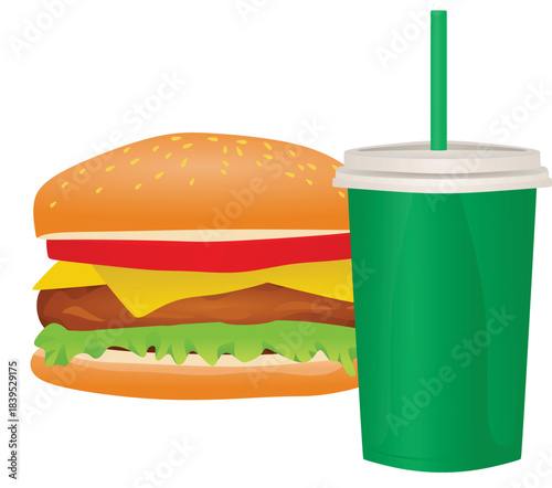 Fast food set, vector illustration	
