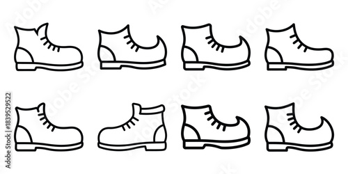 christmas elf shoe outline icon set. Holiday Icons illustration.