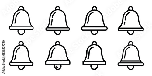 christmas jingle bell outline icon set. Holiday Icons illustration.