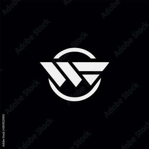 letters wf or fw text logo design vector