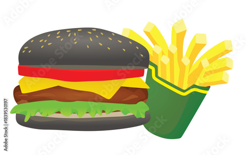 Fast food set, vector illustration	
