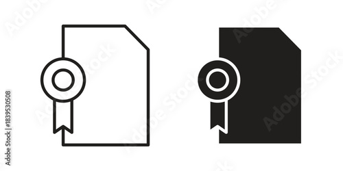 Diploma icons illustration, line art, glyph style vectors