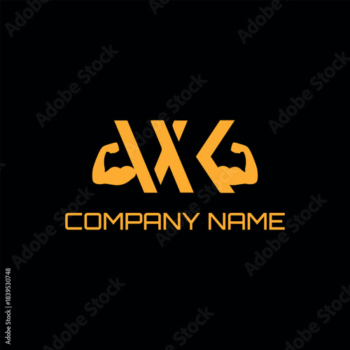 letters wg muscles logo design vector