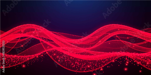 Abstract red wave design with glowing blue and purple lines for a flowing energy wallpaper backdrop