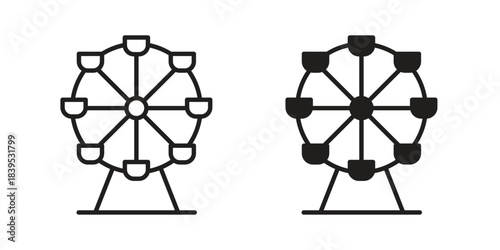 Ferris wheel icons illustration, line art, glyph style vectors