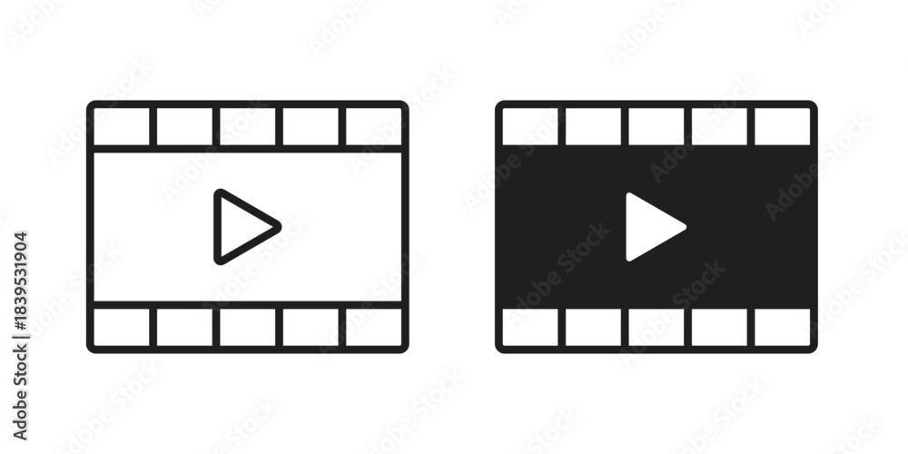 Fototapeta premium Film icons illustration, line art, glyph style vectors