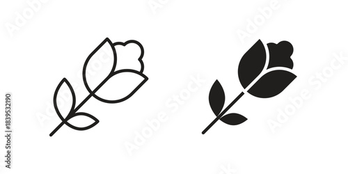 Flower tulip icons illustration, line art, glyph style vectors