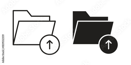 Folder upload icons illustration, line art, glyph style vectors