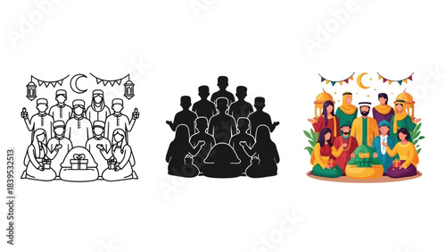 Diverse group of people celebrating a festive occasion with decorations