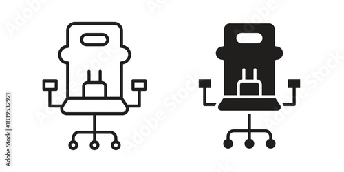 Gaming chair icons illustration, line art, glyph style vectors