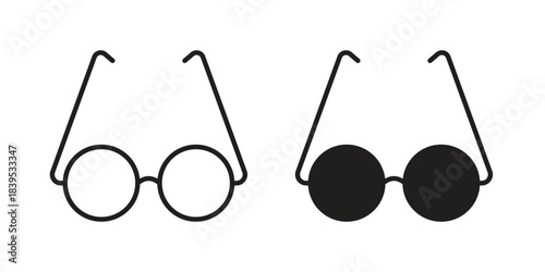 Glasses icons illustration, line art, glyph style vectors