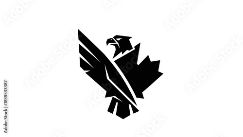 A stylized black eagle logo with outstretched wings on a white background.