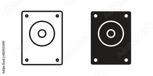Hard Disk icons illustration, line art, glyph style vectors