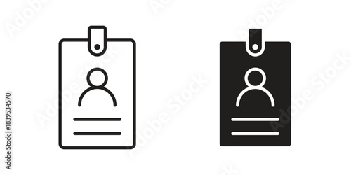 ID badge icons illustration, line art, glyph style vectors