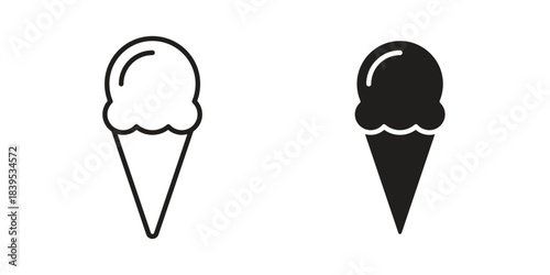 Ice cream icons illustration, line art, glyph style vectors