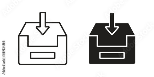 Inbox icons illustration, line art, glyph style vectors