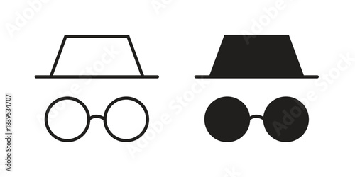 Incognito icons illustration, line art, glyph style vectors
